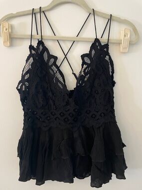 Free People Black Lace Strappy Camisole